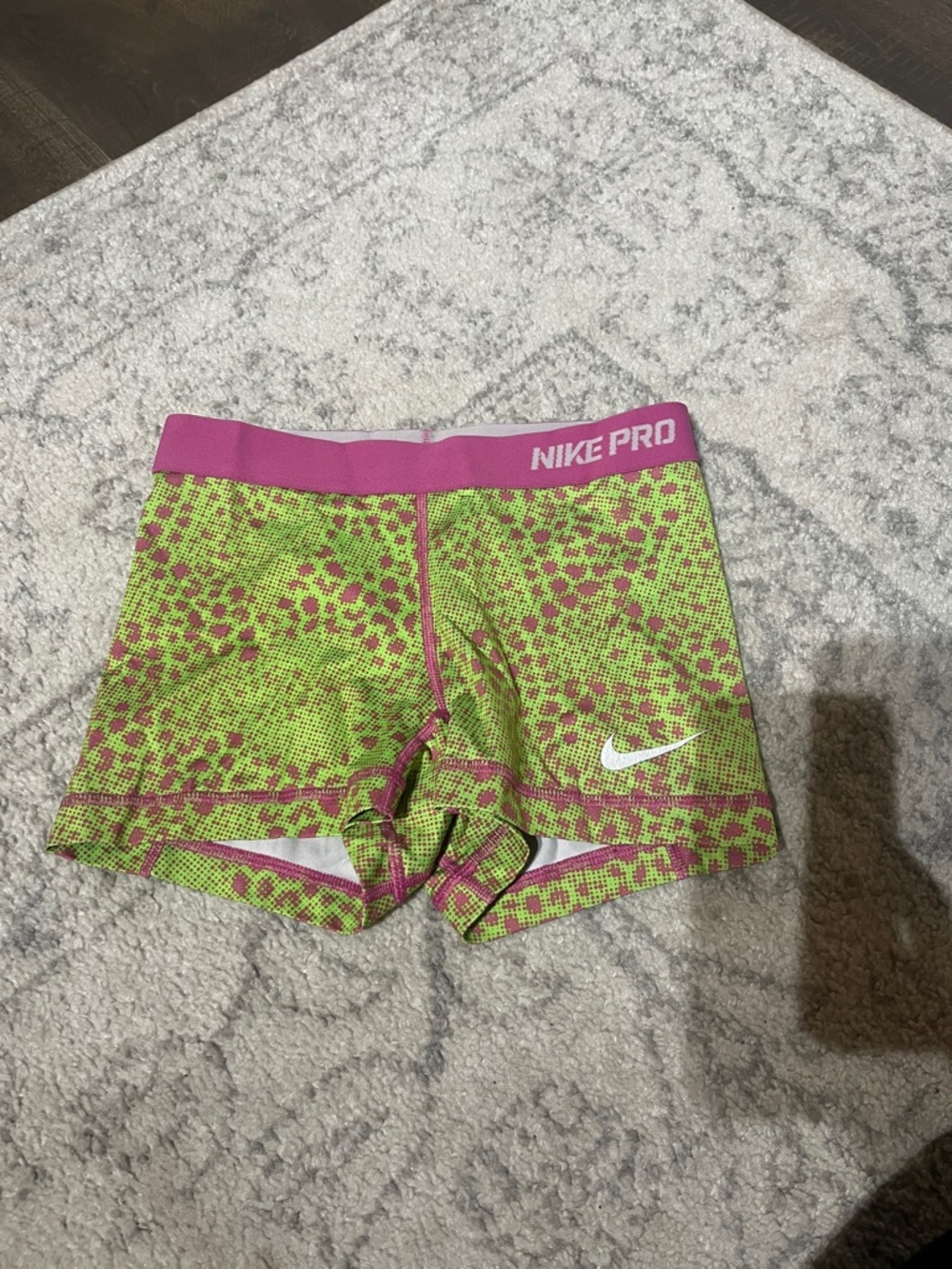 Nike Lime Green & Pink Leopard-Print Performance Shorts